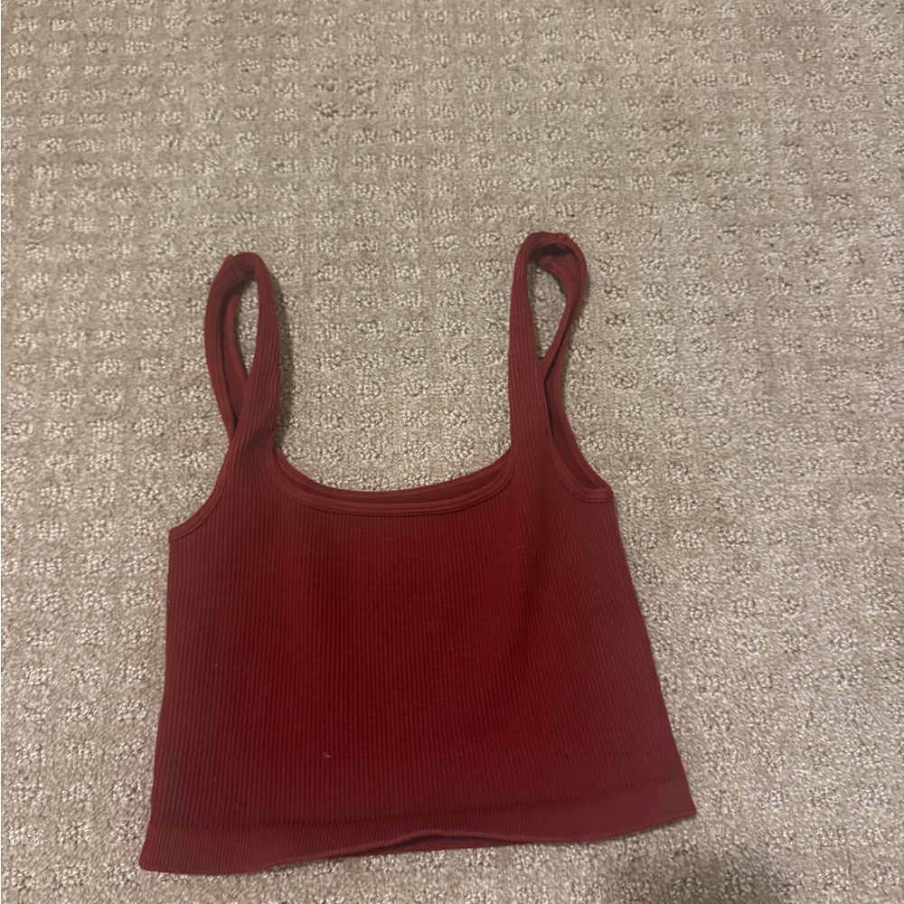 FP Movement by Free People Red Ribbed Crop Top